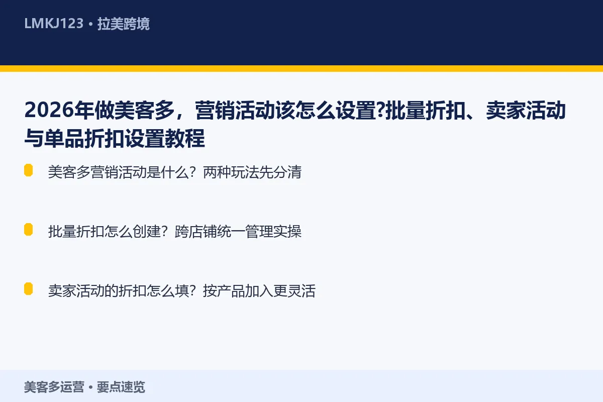 2026年做美客多,营销活动该怎么设置?批量折扣 要点速览