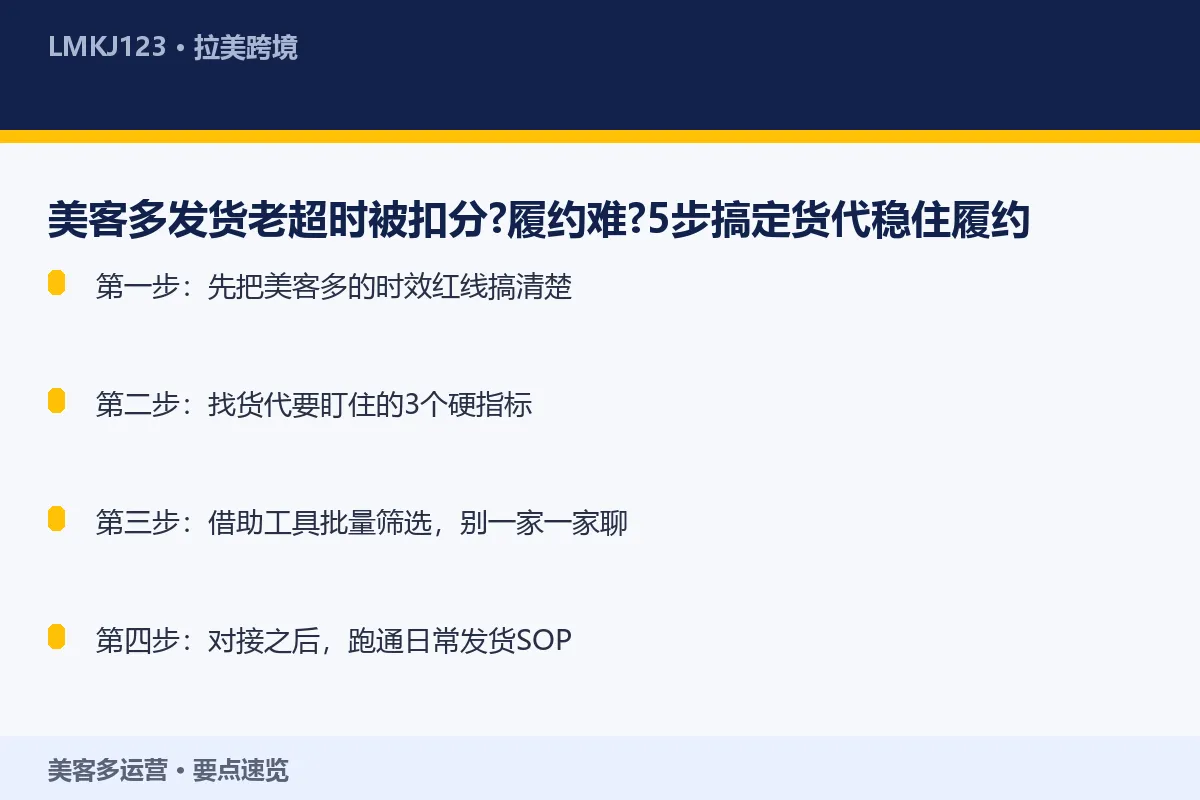 美客多发货老超时被扣分?履约难?5步搞定货代稳住 要点速览