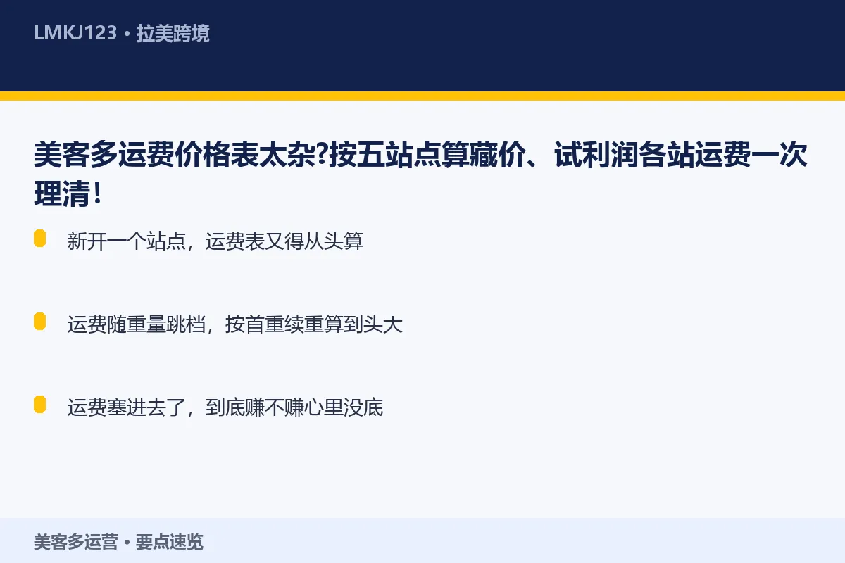 美客多运费价格表太杂?按五站点算藏价、试利润各站 要点速览