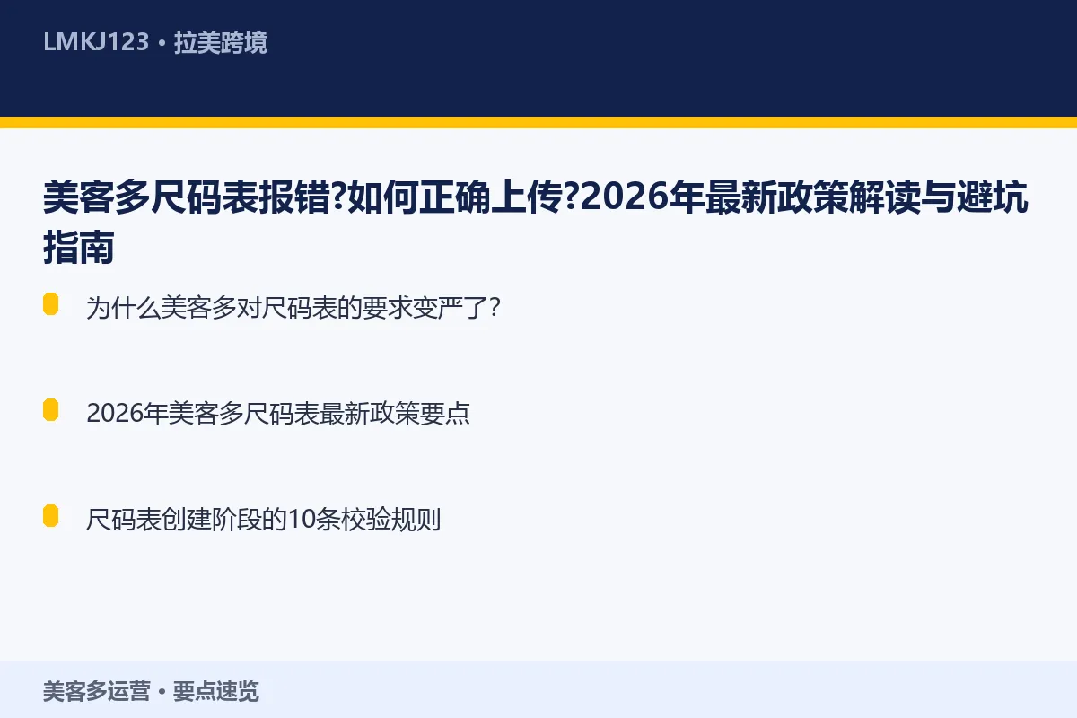 美客多尺码表报错?如何正确上传?2026年最新政 要点速览