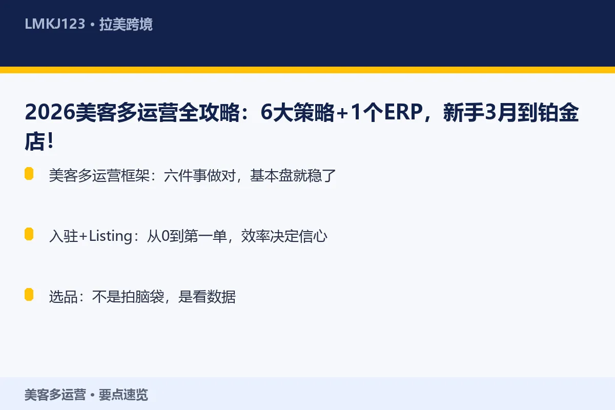 2026美客多运营全攻略:6大策略+1个ERP, 要点速览
